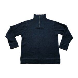 Irelands Eye 1/4 Zip Sweater Men XL Heathered Teal Gray Wool LS Cottage Outdoor